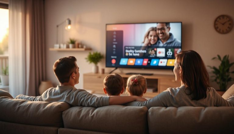 People watching TV in their living room