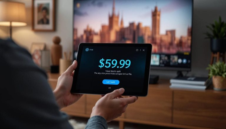 On a tablet, $59.95/month is shown