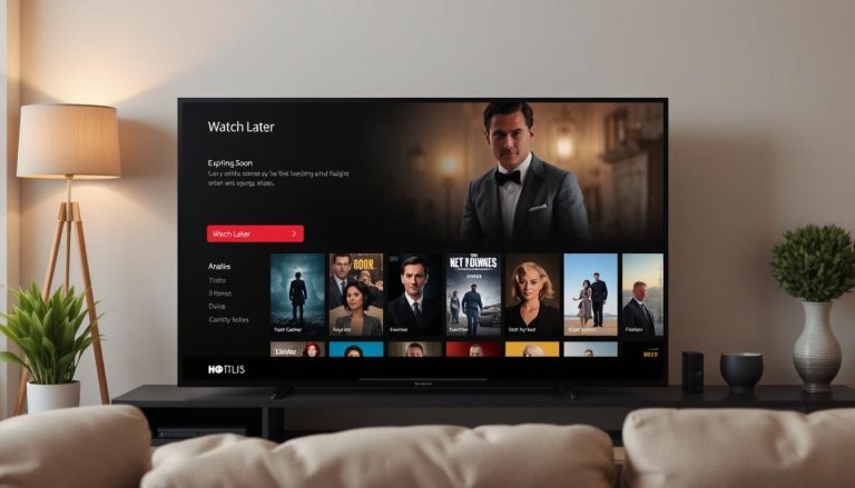A TV in a living room with an on-screen guide.