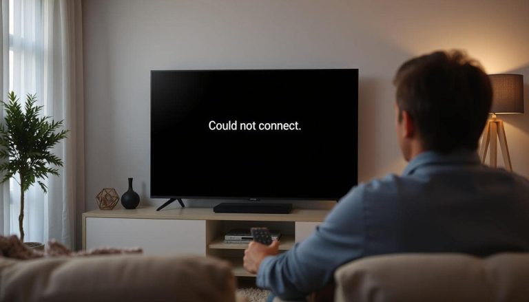 A TV with a "could not connect" message on it.