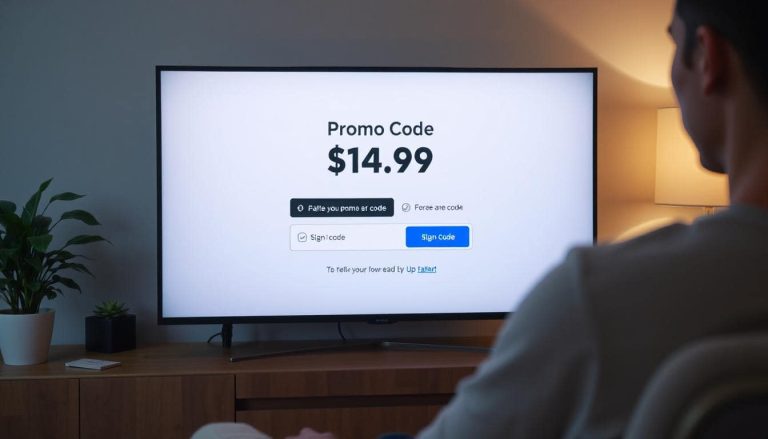 CUE Broadcast $14.99 trial promo code on a screen