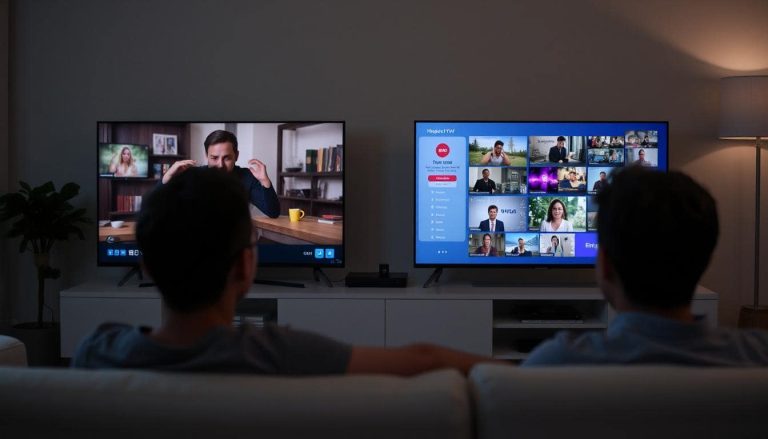 Two people using different streaming services.