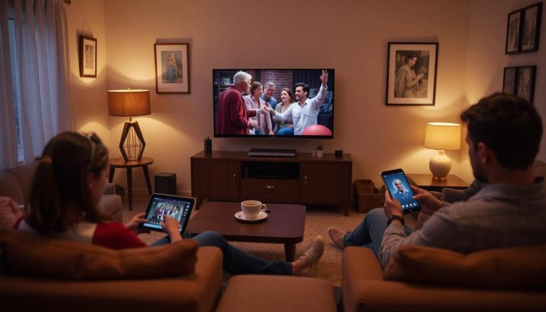 People watching CUE TV on different devices.