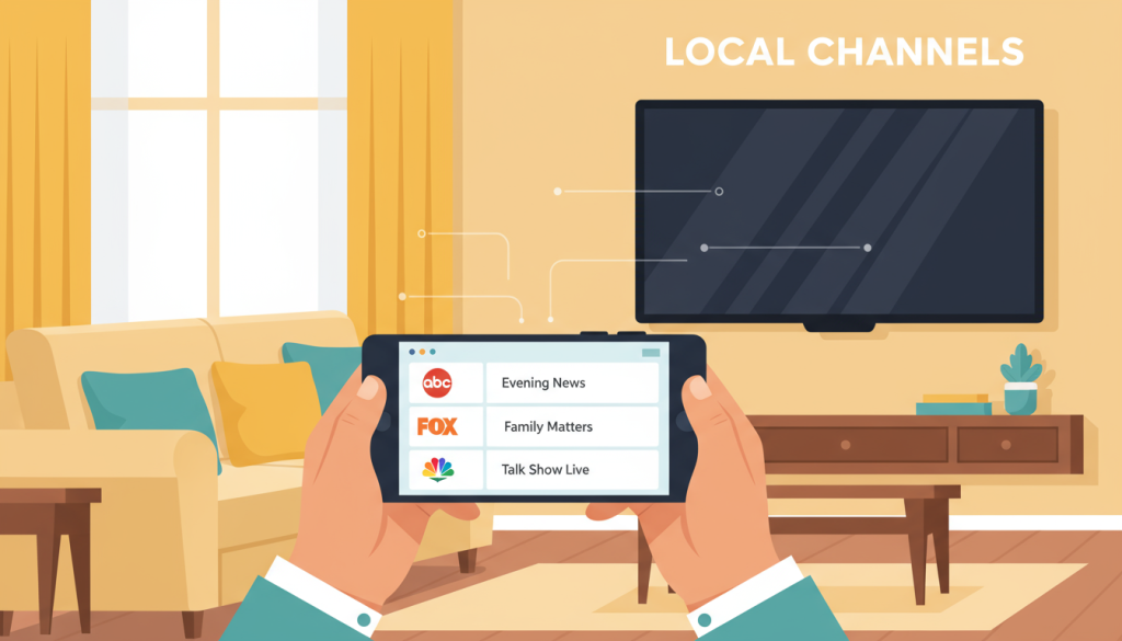 Someone watching local TV on their phone.