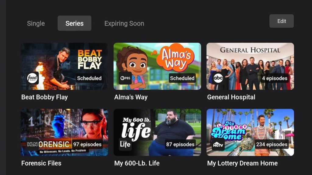 CUE series recording DVR screen.