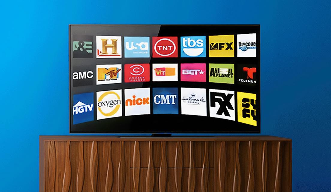Top TV networks/channels shown on a TV screen on a stand.