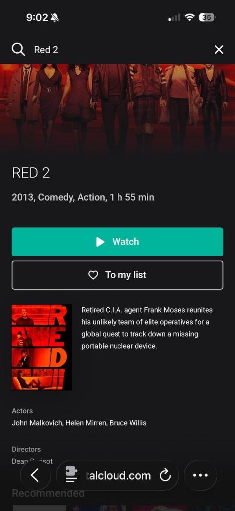 RED 2 movie on CUE Broadcast